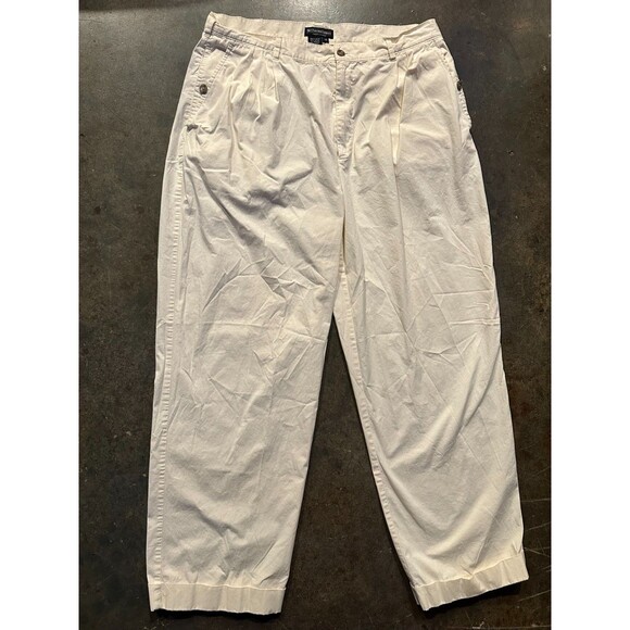 J. Peterman Other - J Peterman Company Pants Mens 36 Cream Pleated Cotton Travel Trousers